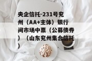 央企信托-231号兖州（AA+主体）银行间市场中票（公募债券）（山东兖州集合信托）