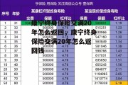 康宁终身保险交满20年怎么返回，康宁终身保险交满20年怎么返回钱