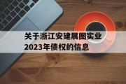 关于浙江安建展图实业2023年债权的信息