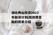 湖北两山投资2023年融资计划|政府债定融的简单介绍