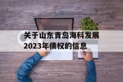 关于山东青岛海科发展2023年债权的信息