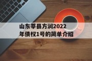 山东莘县方润2022年债权1号的简单介绍