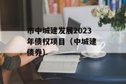 市中城建发展2023年债权项目（中城建 债券）