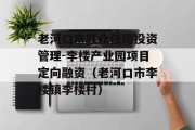 老河口市联众住房投资管理-李楼产业园项目定向融资（老河口市李楼镇李楼村）