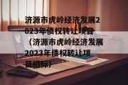 济源市虎岭经济发展2023年债权转让项目（济源市虎岭经济发展2023年债权转让项目招标）