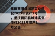 重庆酉阳县城建实业债权2023年资产1号，重庆酉阳县城建实业债权2023年资产1号公告