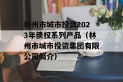 林州市城市投资2023年债权系列产品（林州市城市投资集团有限公司简介）