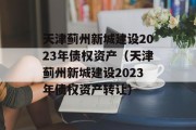 天津蓟州新城建设2023年债权资产（天津蓟州新城建设2023年债权资产转让）