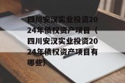 四川安汉实业投资2024年债权资产项目（四川安汉实业投资2024年债权资产项目有哪些）