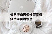 关于济南天桥投资债权资产项目的信息