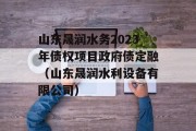 山东晟润水务2023年债权项目政府债定融（山东晟润水利设备有限公司）