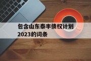 包含山东泰丰债权计划2023的词条