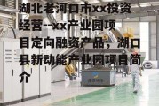 湖北老河口市xx投资经营--xx产业园项目定向融资产品，湖口县新动能产业园项目简介