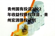 青州国有投资2022年收益权债权项目，青州宏源债权计划