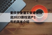 重庆市金潼工业建设投资2023债权资产1号的简单介绍