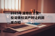 2023年潼南区工业投资债权资产转让的简单介绍