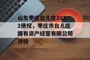 山东枣庄台儿庄2022债权，枣庄市台儿庄国有资产经营有限公司评级