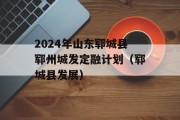 2024年山东郓城县郓州城发定融计划（郓城县发展）