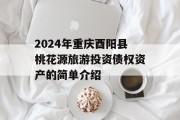 2024年重庆酉阳县桃花源旅游投资债权资产的简单介绍