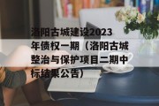 洛阳古城建设2023年债权一期（洛阳古城整治与保护项目二期中标结果公告）