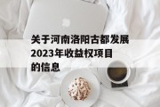 关于河南洛阳古都发展2023年收益权项目的信息