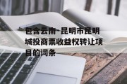 包含云南·昆明市昆明城投商票收益权转让项目的词条