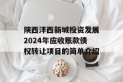 陕西沣西新城投资发展2024年应收账款债权转让项目的简单介绍