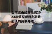 山东梁山经发投资2023年债权项目定融政府债的简单介绍