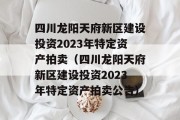 四川龙阳天府新区建设投资2023年特定资产拍卖（四川龙阳天府新区建设投资2023年特定资产拍卖公告）