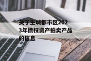 关于主城都市区2023年债权资产拍卖产品的信息