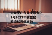 山东枣庄台儿庄财金D1号2023年收益权政府城投债定融