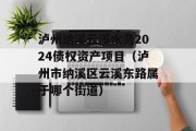 泸州纳溪云溪水务2024债权资产项目（泸州市纳溪区云溪东路属于哪个街道）