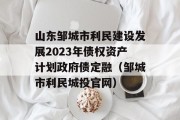 山东邹城市利民建设发展2023年债权资产计划政府债定融（邹城市利民城投官网）