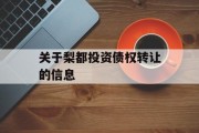 关于梨都投资债权转让的信息