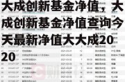 大成创新基金净值，大成创新基金净值查询今天最新净值大大成2020