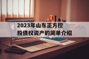 2023年山东正方控股债权资产的简单介绍