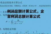 利润总额计算公式，企业利润总额计算公式