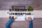 关于河南汝阳农发2023年债权资产01的信息