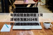 菏泽城市发展2024年供应链金融项目（菏泽城市发展2024年供应链金融项目招标）