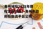 青州城投2022年债权定融项目，青州市政府投融资平台公司