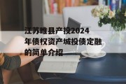 江苏睢县产投2024年债权资产城投债定融的简单介绍