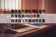 重庆市万盛经开区城市开发投资2023年债权项目（万盛经开区集中签约）