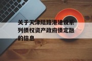 关于天津陆路港建设系列债权资产政府债定融的信息