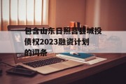 包含山东日照莒县城投债权2023融资计划的词条