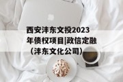 西安沣东文投2023年债权项目|政信定融（沣东文化公司）