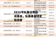 XX16号私募证券投资基金，私募基金特定投资者