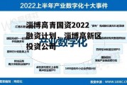 淄博高青国资2022融资计划，淄博高新区投资公司