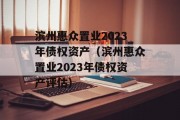 滨州惠众置业2023年债权资产（滨州惠众置业2023年债权资产评估）