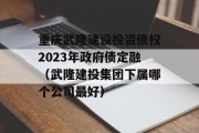 重庆武隆建设投资债权2023年政府债定融（武隆建投集团下属哪个公司最好）