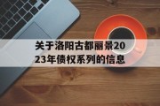 关于洛阳古都丽景2023年债权系列的信息